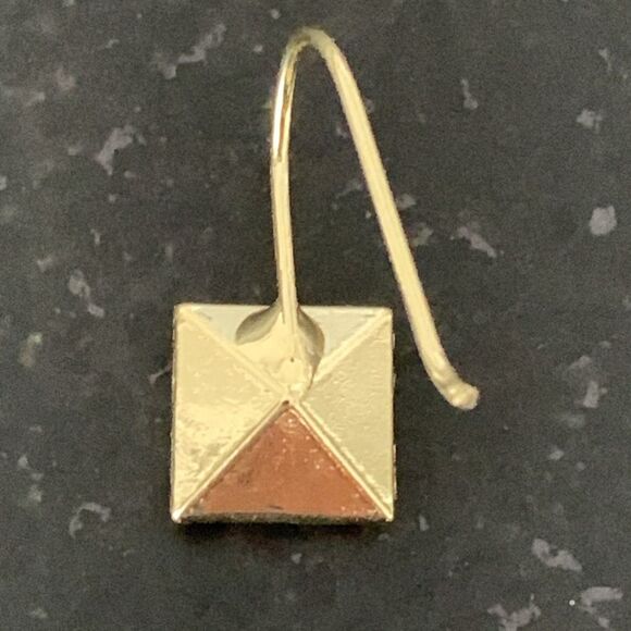 Princess Cut Simulated Diamond & Gold Drop Earrings For Bridesmaids, Wedding - Picture 9 of 11